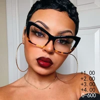 sexy cat eye reading glasses for women anti blue light finished luxury brand black leopard eyeglasses diopter lenses 0 to 6
