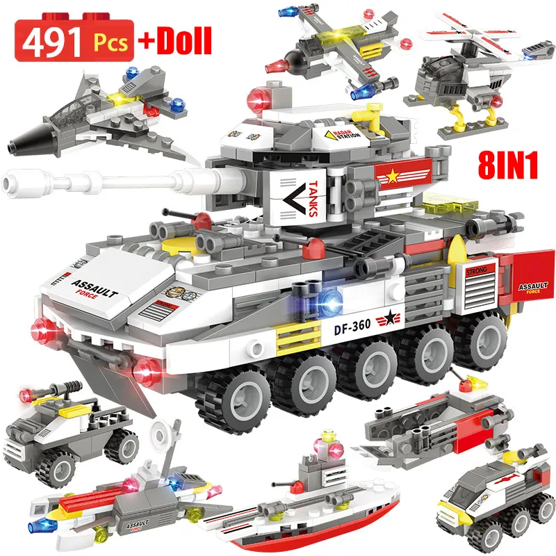 491 шт колесный бронированный танк модель строительные блоки военный DIY самолет