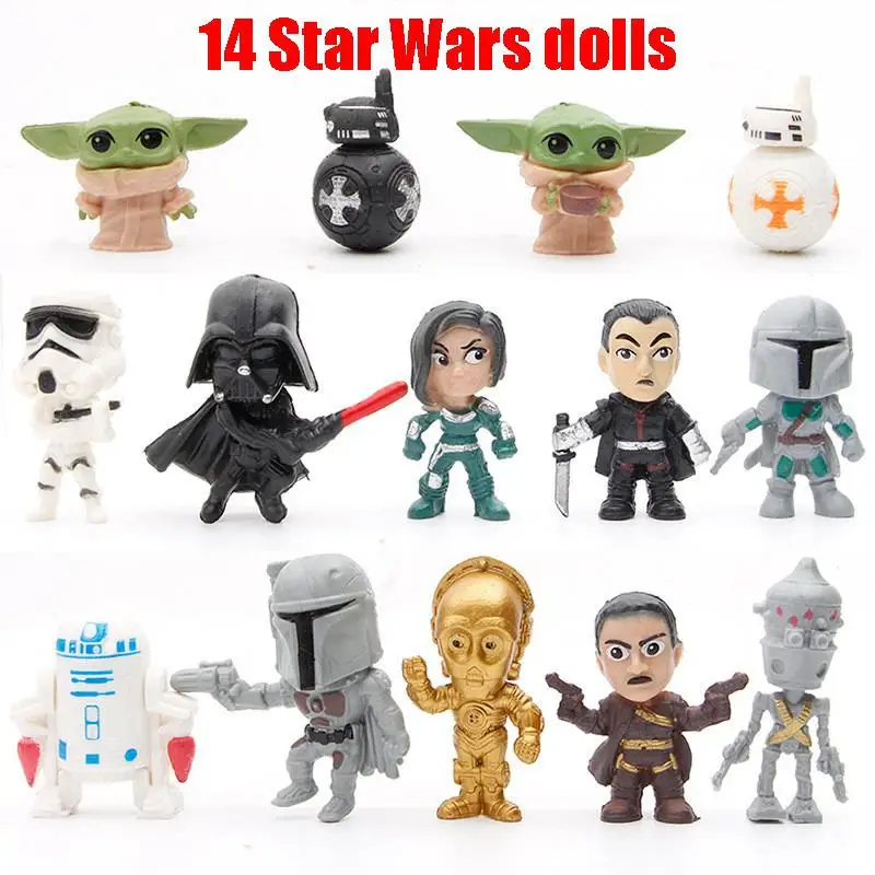 14 шт./компл. экшн-фигурки из Звездных войн Disney игрушки детская йода строительная