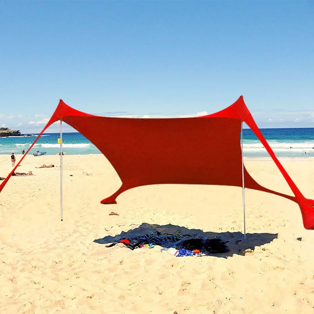 구매 가족 해변 양산 경량 차양 텐트 샌드백 앵커 4 무료 페그 UPF50 + UV 대형 휴대용 캐노피