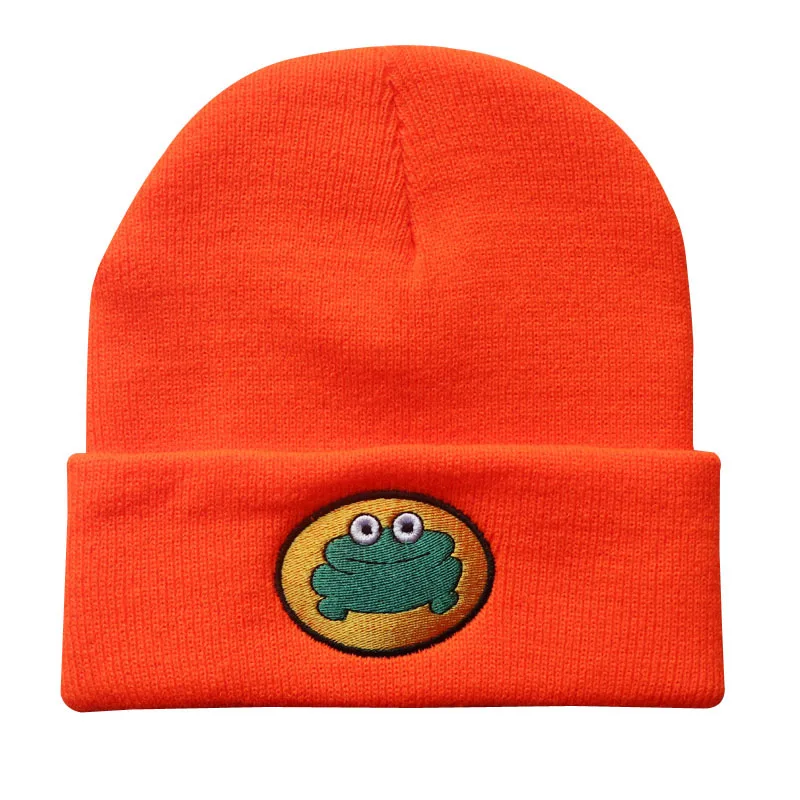 Parappa the Rapper Beanie Embroidery Winter Hat Cotton Frog Knitted Hat Skullies Beanies Hat Hip Hop Knit Cap Casual