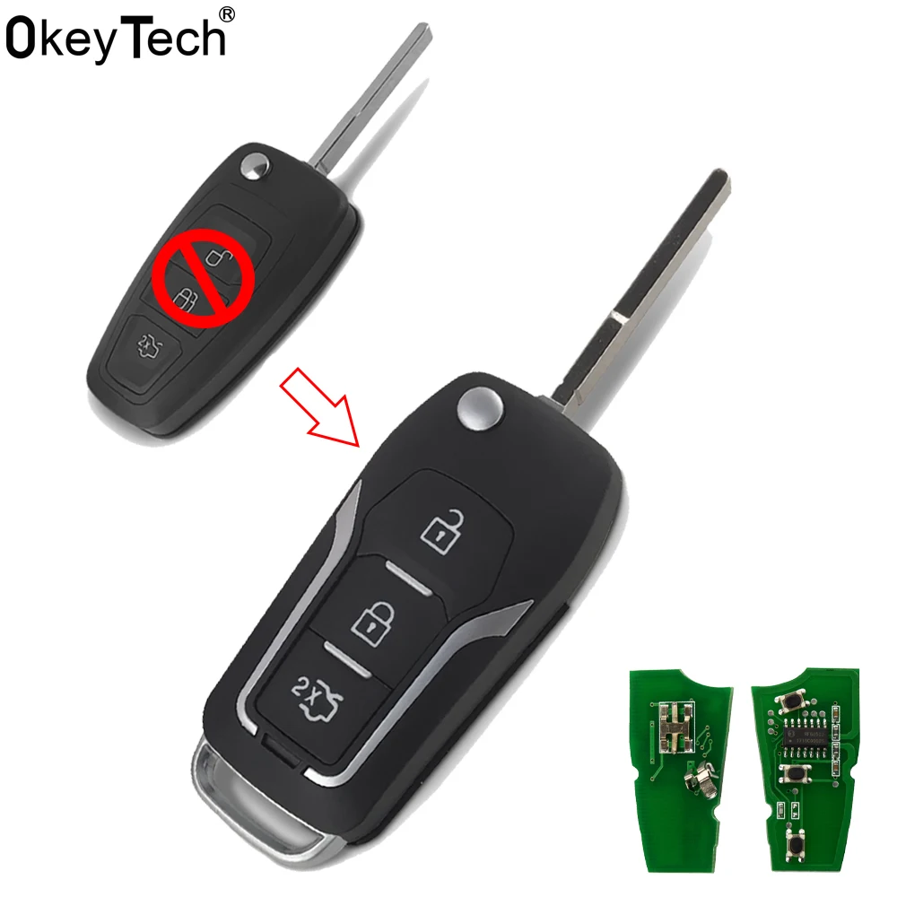 OkeyTech 3 кнопки 433 МГц 4D60/4D63 чип модифицированный складной дистанционный