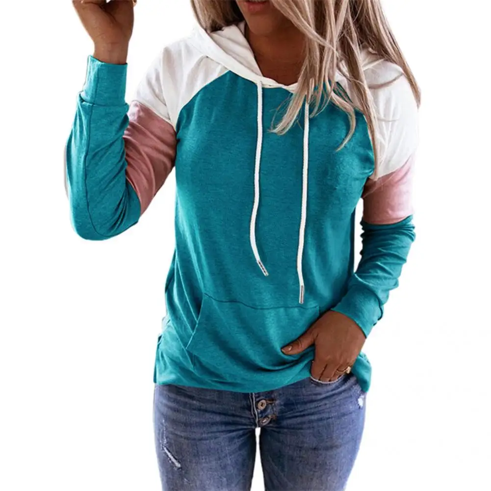 

Casual Hoodie Stylish Drawstring Color Block Casual Hoodie Thick Women Coat
