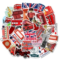 103050pcs classic red bus phone booth london england red stickers laptops luggage stickers decorative toys wholesale