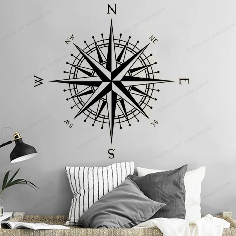 

Наклейка на стену в виде компаса виниловая Съемная Настенная роспись для дома, декор для спальни, морская Настенная Наклейка HJ686