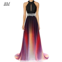 bm 2022 a line gradient chiffon ombre beaded prom dresses princess lace up formal evening party gown vestidos robes de soiree