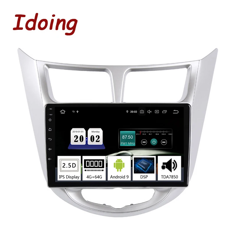 Автомагнитола Idoing 10 2 дюйма мультимедийный видеоплеер на Android 9 0 с GPS-навигацией