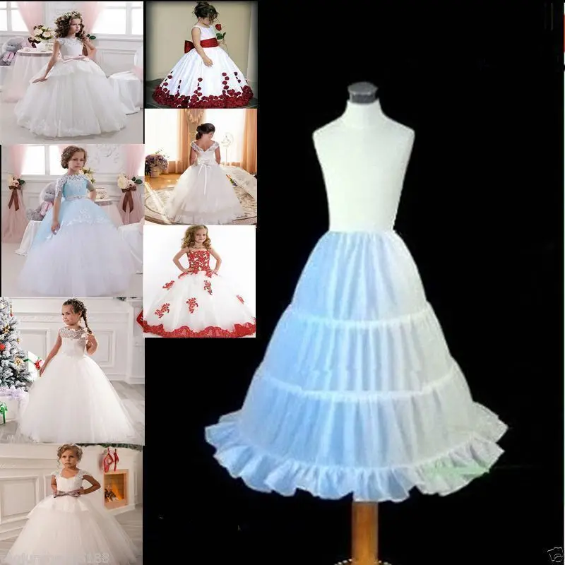 

White Kids Pettocoat Flower Girls Underskirt For Wedding Custume Crinolina Kids' Accessories A-line 3 Hoops Cheap Crinoline
