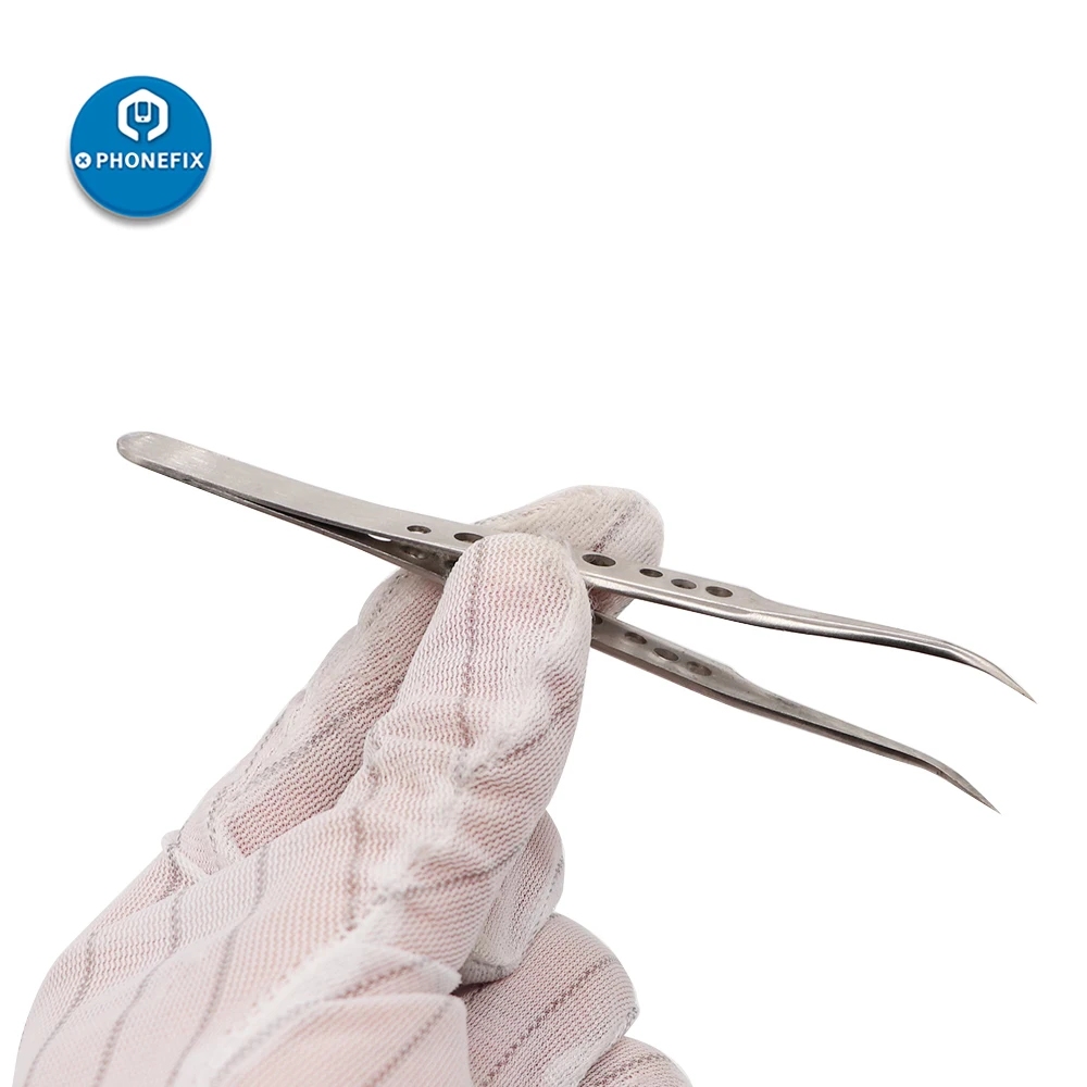 Промышленный Антистатический пинцет прецизионный нержавеющий с изогнутыми