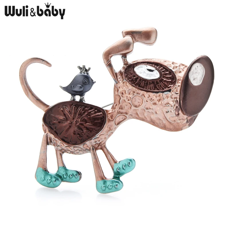 Wuli &amp baby эмалированная брошь в виде птицы на собаке булавка женская бижутерия