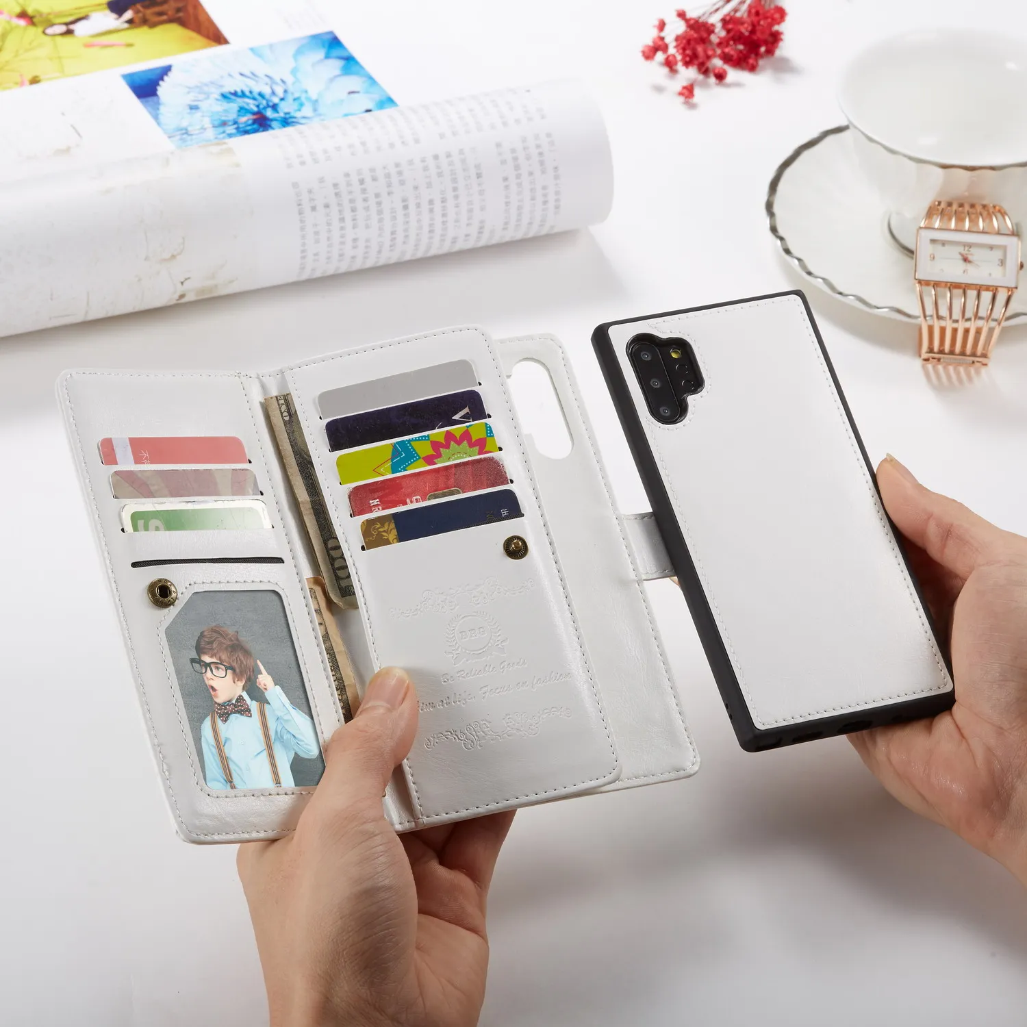 2 в 1 Магнитный чехол-бумажник из искусственной кожи для samsung Galaxy Note 10 Plus 8 9 S10 Plus S10e S9 S8 Plus 9 отделений для карт