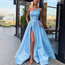 Formal Prom Dresses Elegant Long Party Gown For Woman A Line Side Slit Satin Floor Length Custom Size Robe De Soriee 2021 (1)