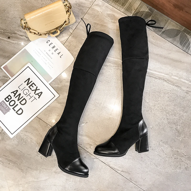 2020 новые сапоги до колена для женщин зимние женские высокие эластичная обувь