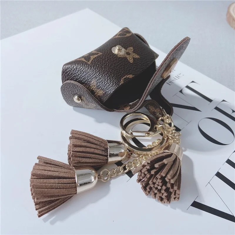 

New keychain Creative presbyopic leather bag model car keychain fashion lady earphone bag school bag pendant cute couple pendant