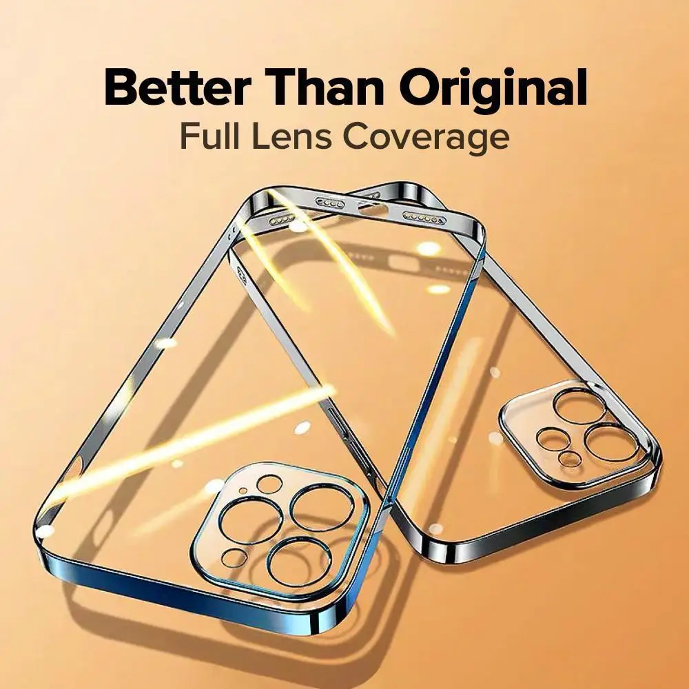 

Clear Case For iPhone 12 11 Pro Max PC+TPU Anti Yellowing Full Lens Protective Transparent Cover For iPhone 11 12Mini