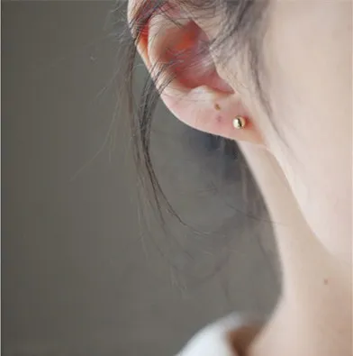 

GOLDtutu 9k Solid Gold Ball Sphere Cartilage Round Screw Back Stud Earring Dainty Minimalist Simple Minimal Styles Jewelry Chic