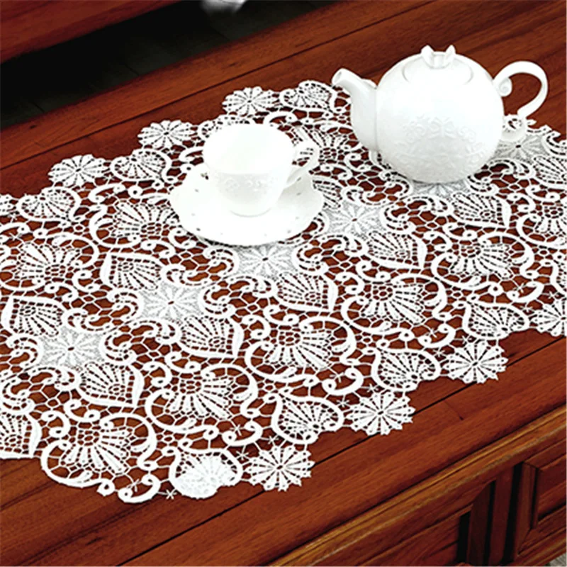 

New Cotton Table Runner White Embroidered Tea Lace Table Cloth Cover Towel Home Christmas Tablecloth Placemat Wedding Decor Dini