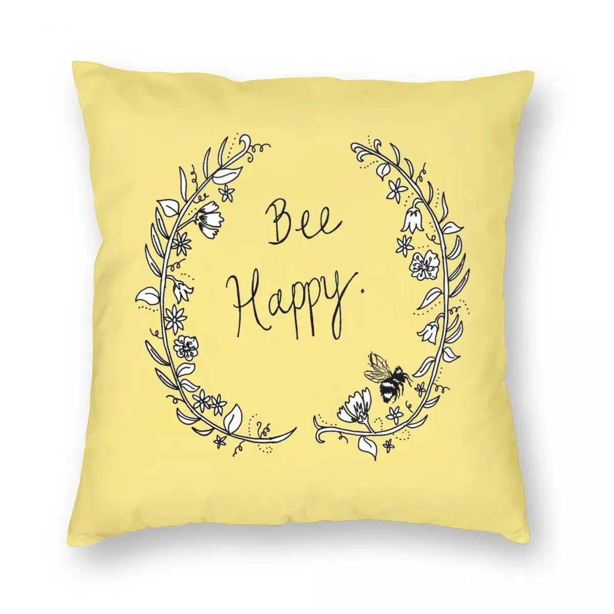 Чехол с Пчелкой счастливая квадратная Подушка из полиэстера льняной бархатной