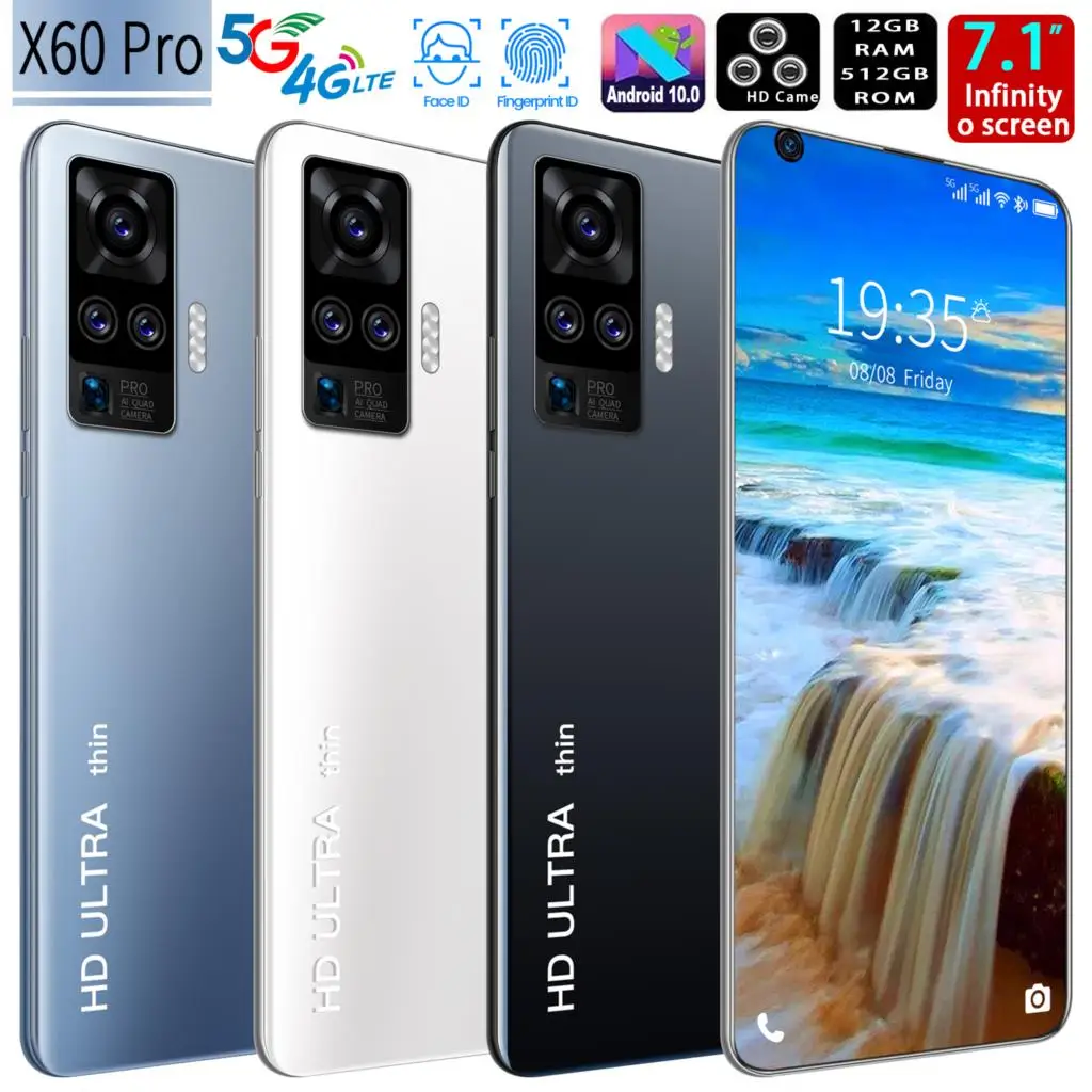 

2021 X60 Pro Galxy Face Unlock Smartphone 10 Core 21+48MP Global 5G LTE Cellphone 5600mAh Battery Dual SIM 7.1 Inch Mobile Phone