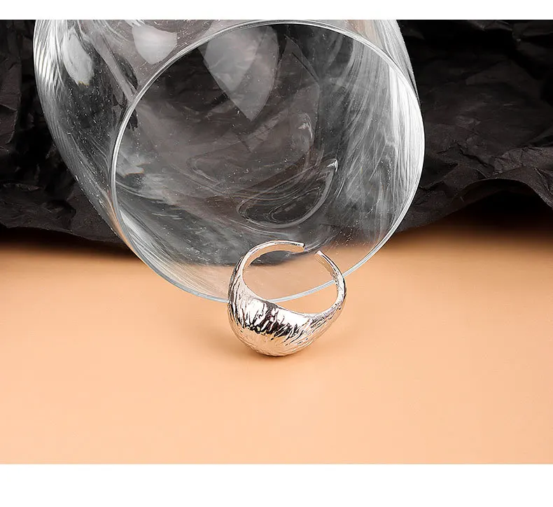 

New Simple Geometric Water Drop Open Rings For Women Punk Pattern Irregular Chunky Dome Finger Ring Stacking Band Rock Jewelry