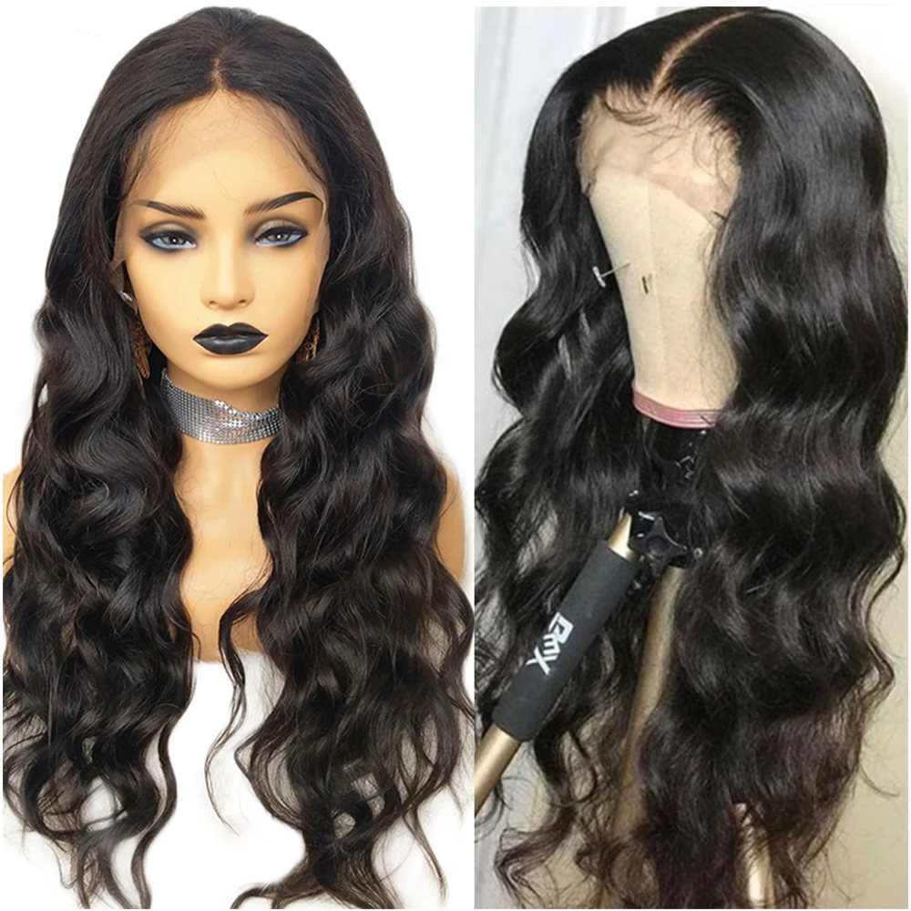 Парик из натуральных волос для женщин 30 дюймов 4x4 длинные волнистые бразильские