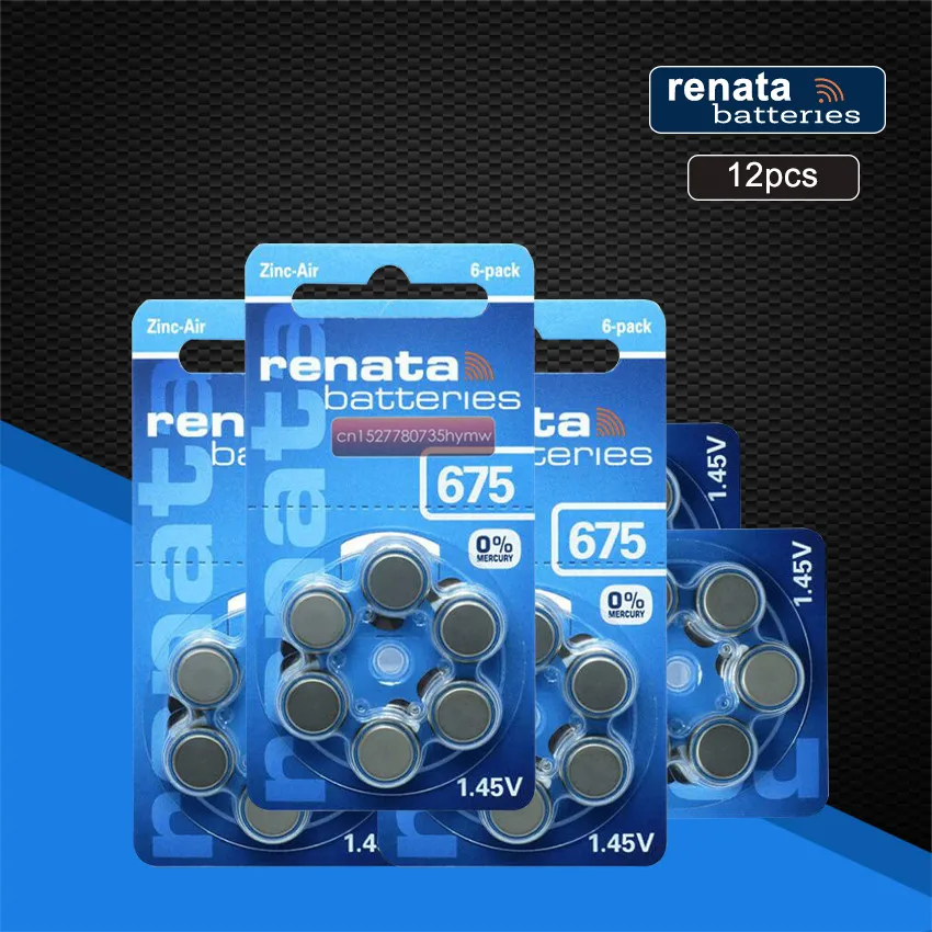 RENATA 12 шт./1 упаковка аккумуляторов XRenata ZA675 PR44 цинковый воздух 1 45 в аккумулятор для
