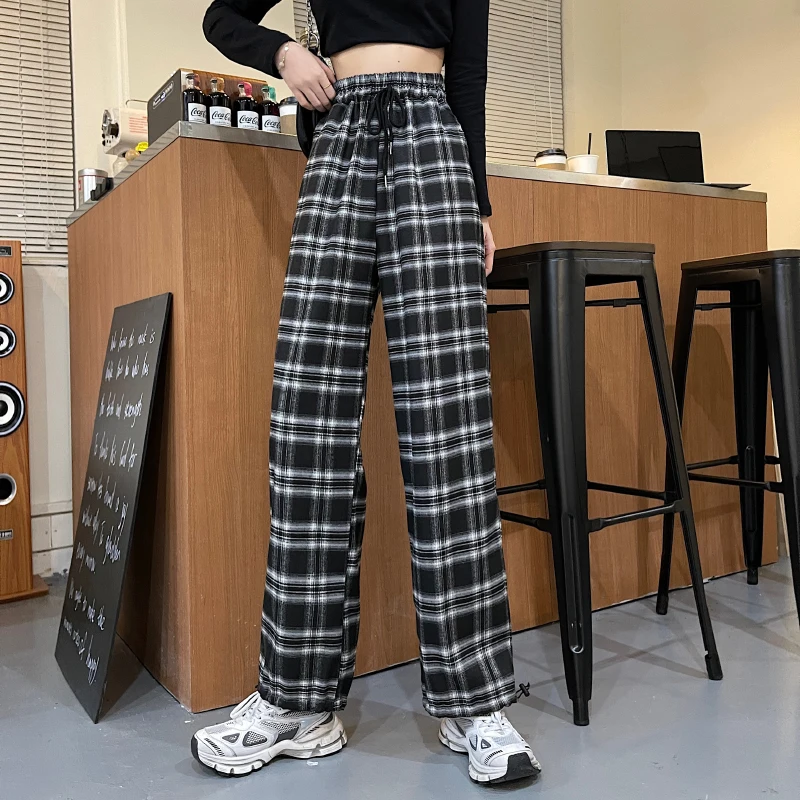 Уличная одежда JMPRS женские клетчатые брюки с высокой талией осенние шаровары