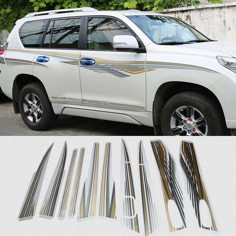 Для Toyota Land Cruiser Prado 2010 2021 Новые красочные наклейки на корпус боковые полоски Набор
