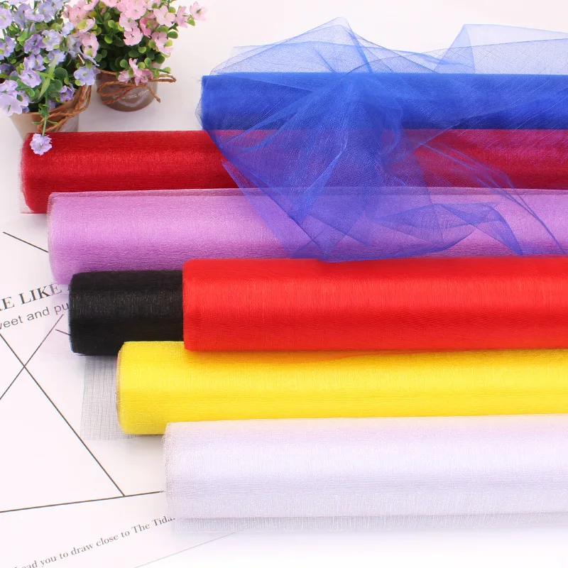 

Cheap!48cm*5m Sheer Crystal Organza Tulle Roll Fabric for Draping Wedding Ceremony Party Decoration Home Decoration Accessories.