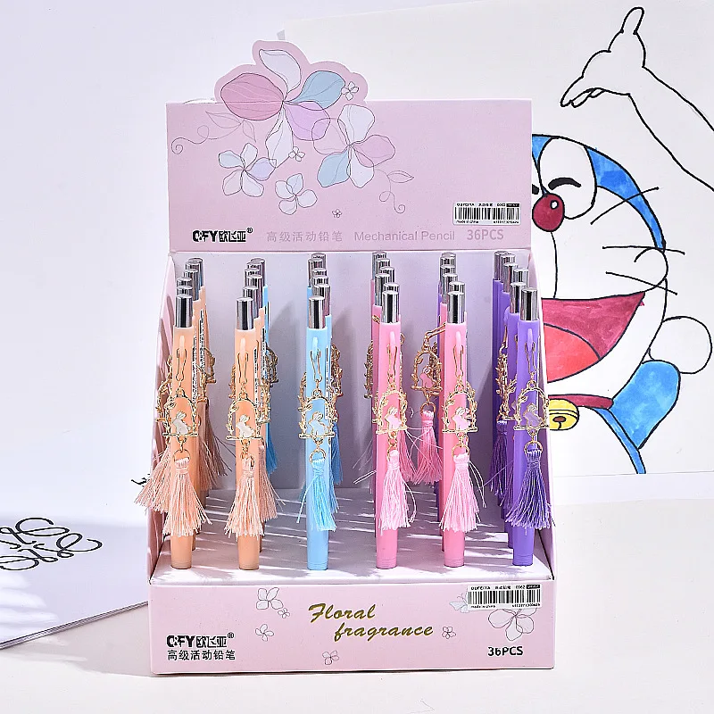 

36 pcs/lot Kawaii Rabbit Tassel Pendant Mechanical Pencil Cute 0.5/0.7MM Automatic Pen For Kids Gift School Office Supplies