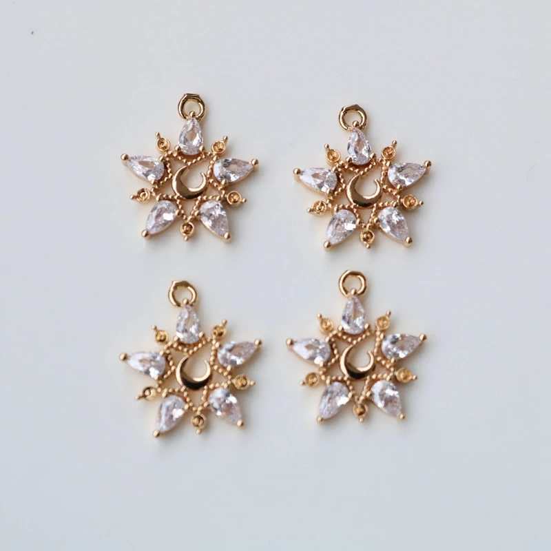 Покрытие из настоящего золота меди 17 мм Циркон с украшениями в виде звезды и