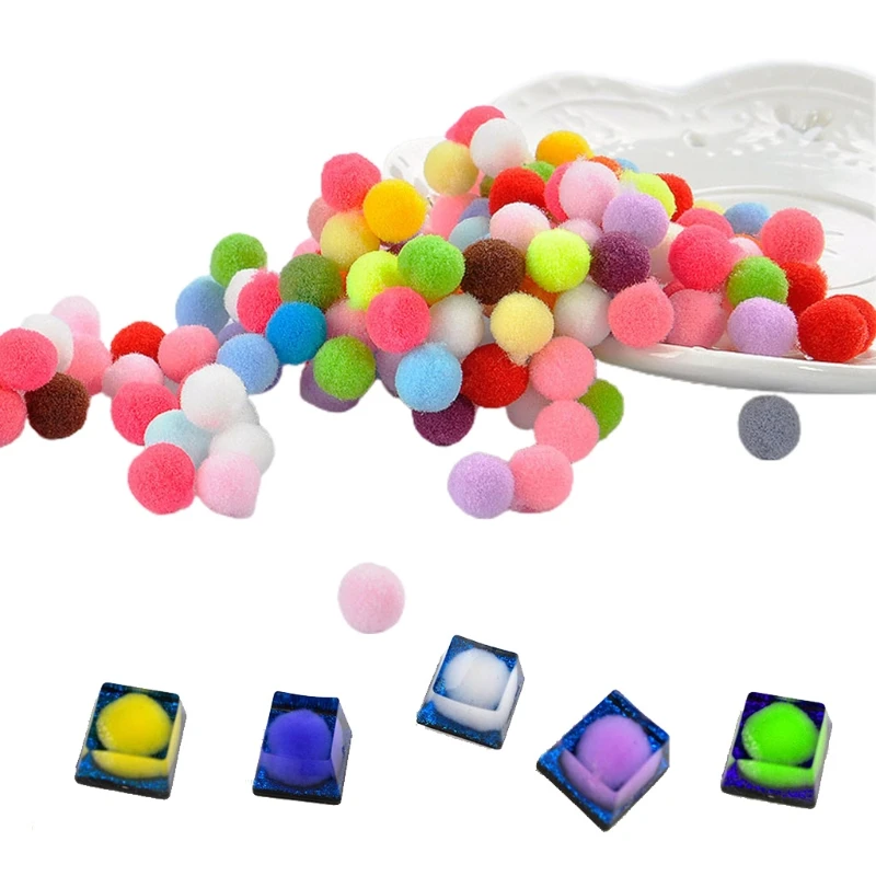 

60 Pcs 15mm Multicolor Soft Plush Ball Crystal Epoxy Mold Filling Jewelry Crafts Making Filler DIY Phone Case Material Decor