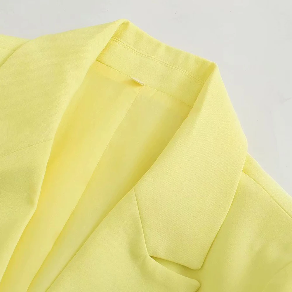 

ZA2021 European and American summer new style women's V-neck solid color single button blazer jacket women