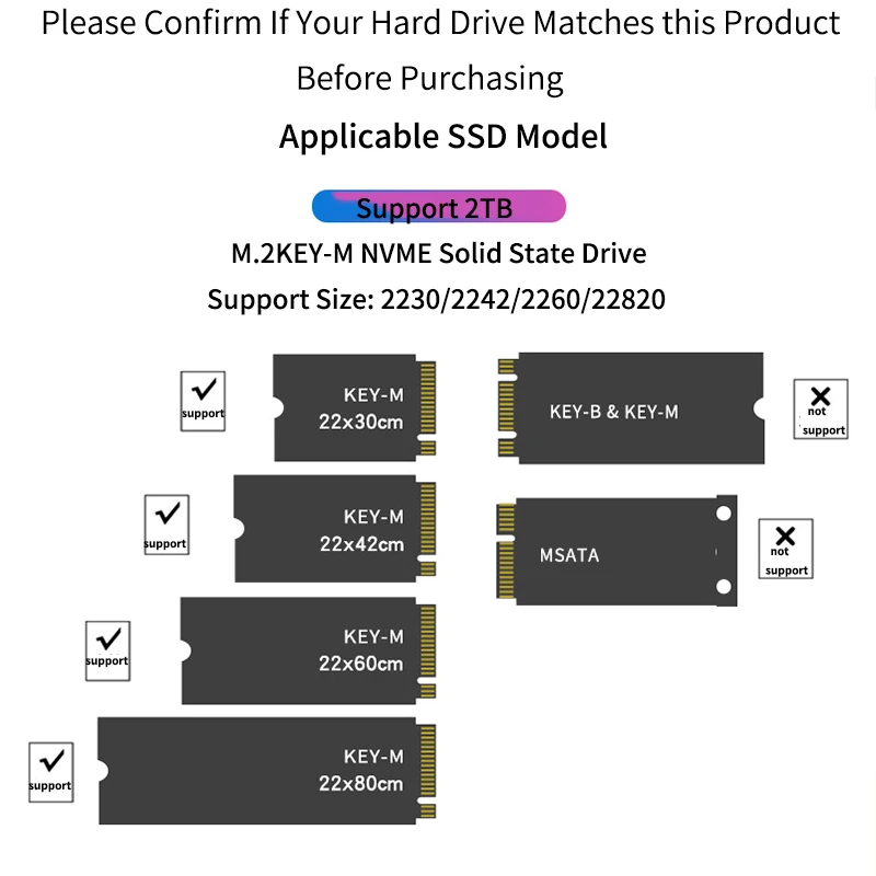 Acasis NVME M.2 SSD HDD корпус Чехол USB3.1 GEN2 10 Гбит/с Мобильный коробка для жесткого диска