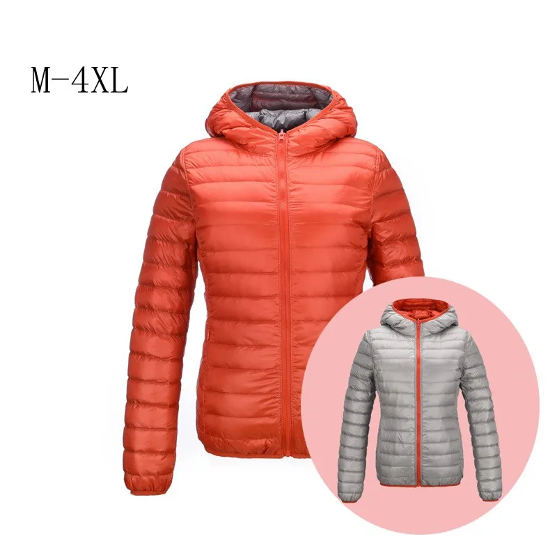 Новые брендовые пуховики женские ультра легкие куртки-пуховики двухсторонние