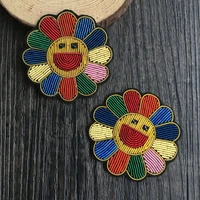 new brooch chest post cloth corsage french fashion design hand embroidery wire indian silk smiling face a brooch