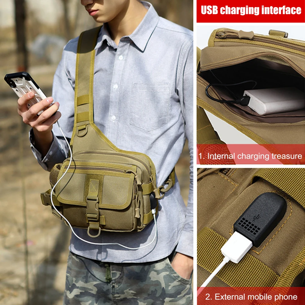 

Outdoor Hiking Trekking Sports Casual Shoulder Crossbody Bags with Water Bottle Cover Climbing Camping Chest Bag Backpack