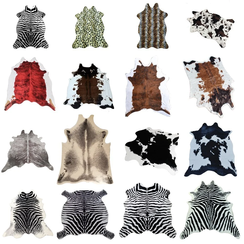 

High-end Imitation Animal Skin Carpet Non-slip Cow Zebra Striped Area Rugs and Carpets For Home Living Room Bedroom Floor Mat