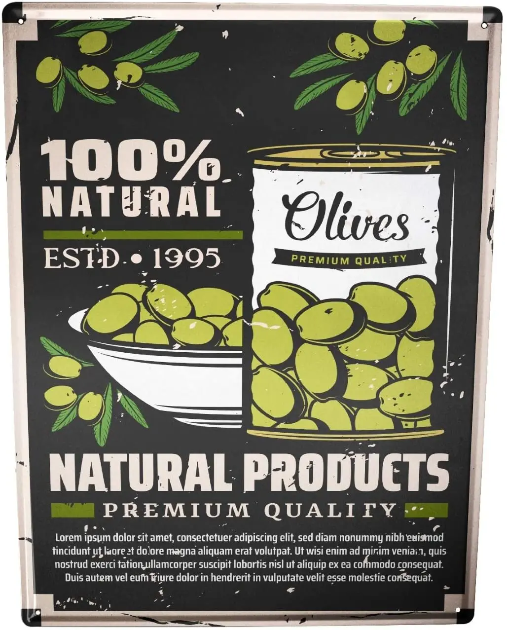 

SINCE 2004 tin Plate Nostalgia Fun Olives Canned