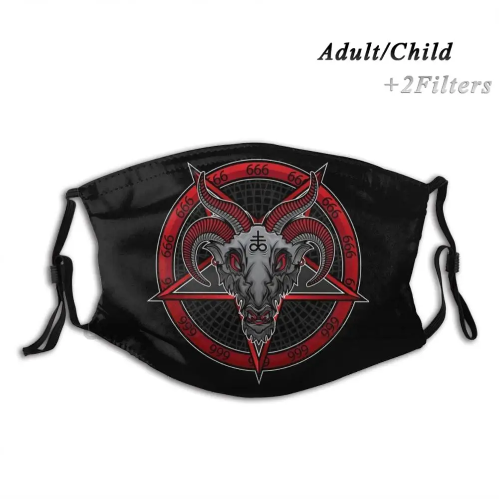 

Baphomet On Pentagram Print Reusable Mask Pm2.5 Filter Trendy Mouth Face Mask For Child Adult Baphomet Satan Devil Occult Goat