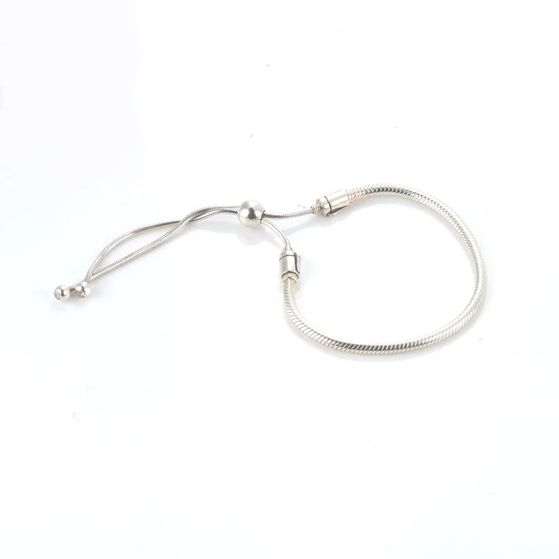 

Hot Luxury Original 100% 925 Sterling Silver Open Telescopic Bracelet Classic Basic Chain Diy Bracelet