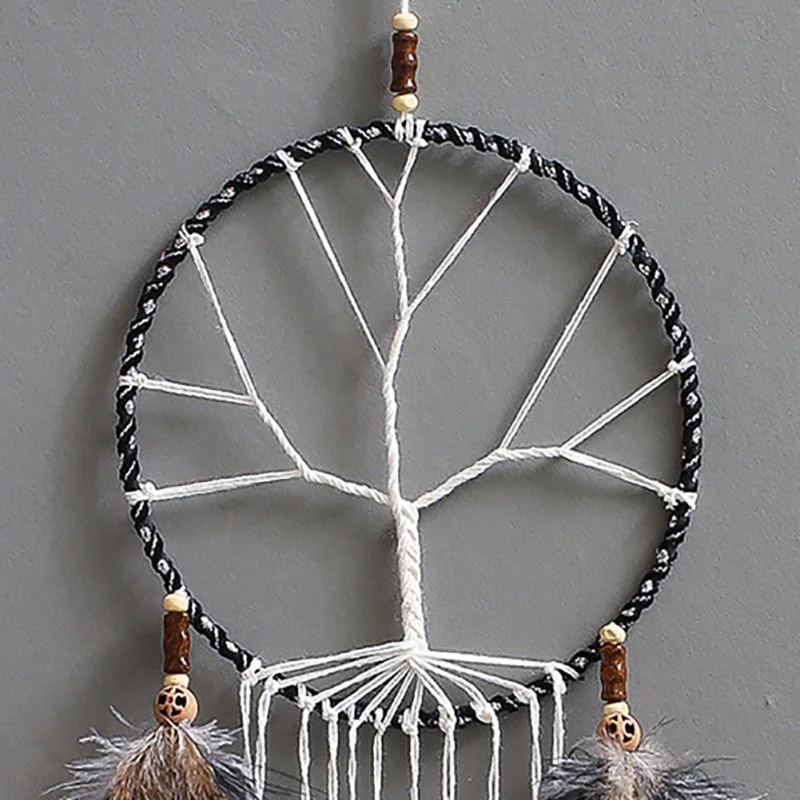

JW-Mystery Tree Dream Catcher Feather Wall Hanging Decor Wind Chimes Decoration Ornaments