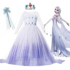 Платье принцессы Эльзы и Снежной Королевы Холодное сердце 2, белое Сетчатое бальное платье с длинным рукавом для девочек, детский Рождественский Карнавальный костюм для вечеринки
