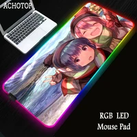 yuru camp mouse pad rgb razer gaming accessories computer large 90x40cm mousepad gamer rubber carpet with backlit play desk mat