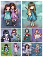 cartoon little doll girls 5d diy full square and round diamond painting embroidery cross stitch kits wall art home decor gift
