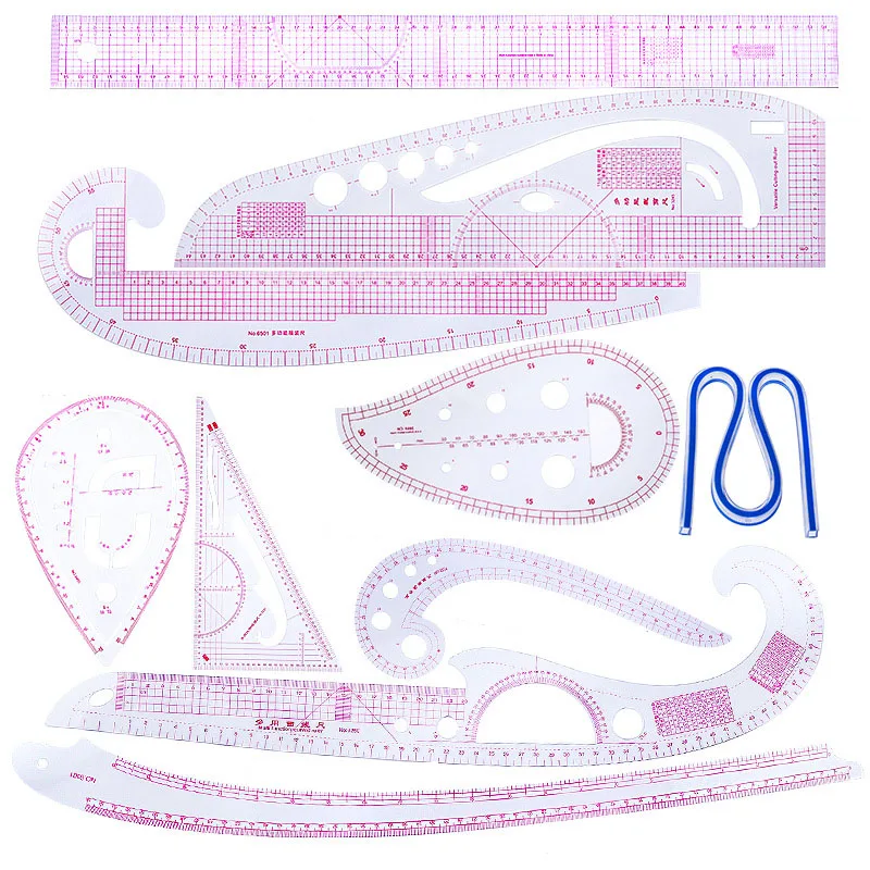 

10pcs/set Sewing Tailor French Curve Rulers Drawing Line Measure Clothing Patchwork DIY Crafts Curve Measure Ruler