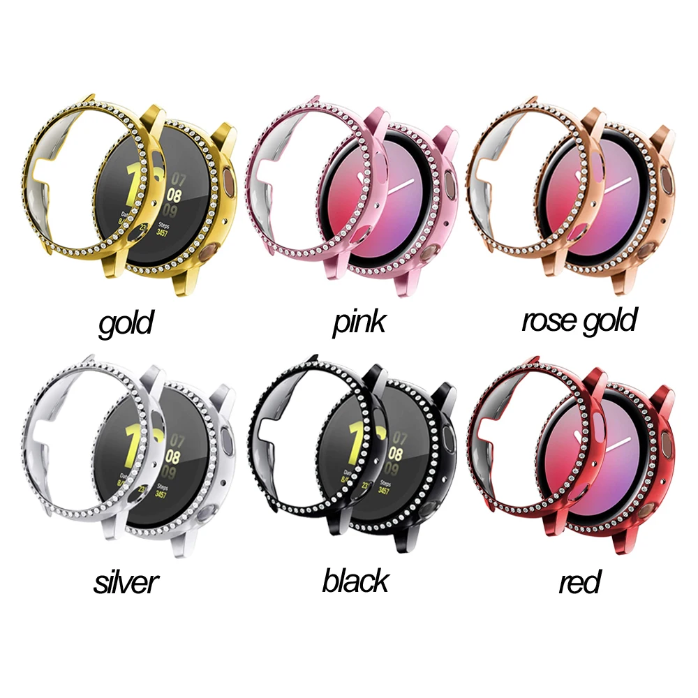 Bling Diamond Hard PC Watch Case Bumper Frame Full Cover Protector Shell Skin For Samsung Galaxy Active 2 40mm 44mm | Наручные часы