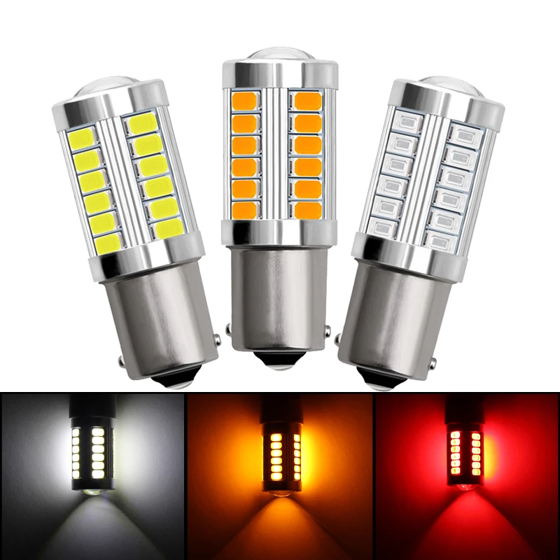 2 шт. светодиодные лампы Ba15s 1156 P21W Bay15d 1157 12 в 33 SMD 7500K|Сигнальная лампа| |