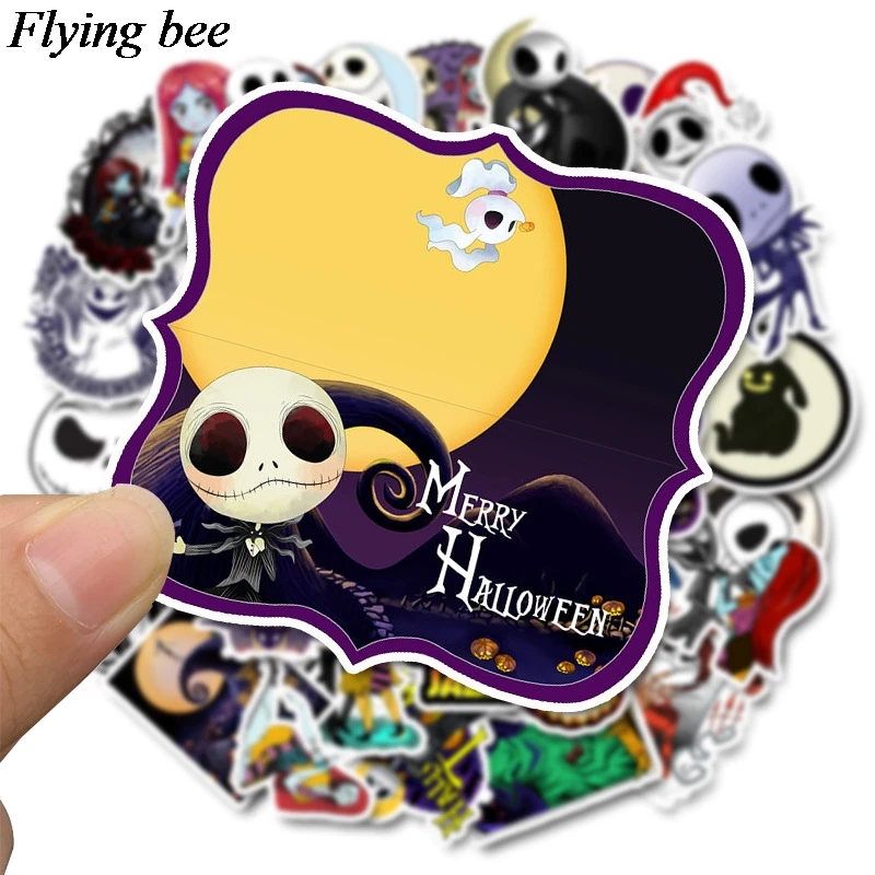Flyingbee 50 шт. не повторяющаяся страшная наклейка на Хэллоуин Кошмар перед Рождественская Наклейка в стиле Граффити украшения X0547