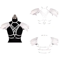 feathers accessories harness bra for women sexy bandage lingerie hollow bustier elastic cupless bra strap goth suspender belt